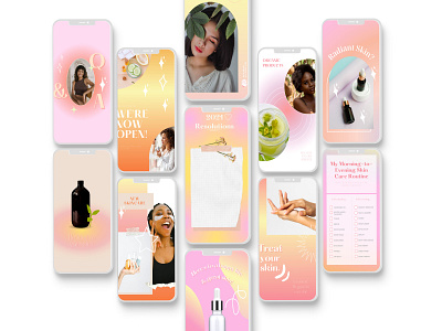 Gradient Skincare Stories branding canva design gradient illustration instagram template