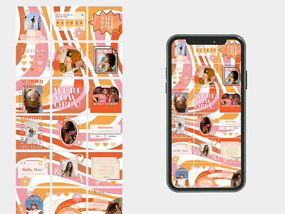 Orange Boho Instagram boho branding design gradient illustration instagram puzzle template