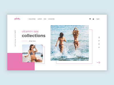 Bikini store banner design brand ecommerce hero pink ui ui design ux website