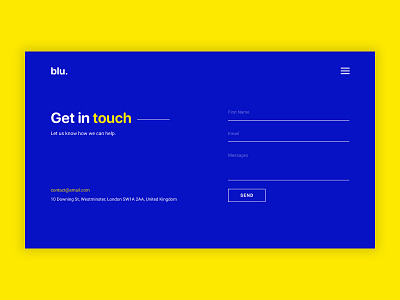 Contact form page blue contact contact form contact page form typography ui ui design ux