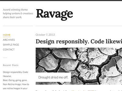 Ravage - Big & Bold WordPress Theme minimal theme themeforest typography wordpress