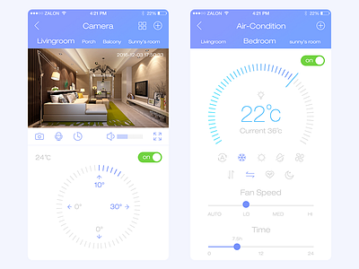 Smart Home App02 air condition app camera design gui iphone mbe mobile smart home ui ux