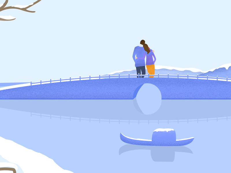 Lingering Snow on the Broken Bridge design hangzhou illustrator snow ui west lake