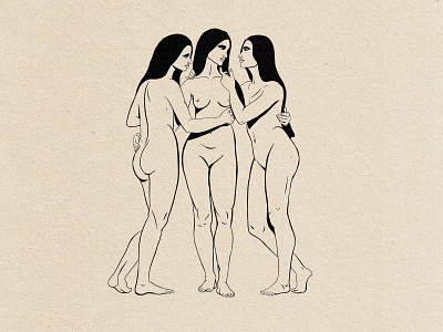 3 Muses digitalartist digitaldrawing digitalillustration figuredrawing illustration linedrawing linework