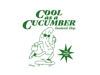 Cool as a Cucumber Logo branding coolasacucumber digitalillustration illustration logo logodesign restaurantbranding sandwichshop