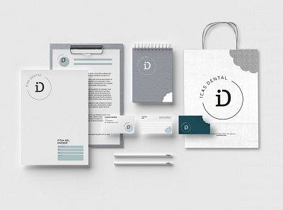 Icas dental. Dental Clinic brand. branding graphic design logo stationery