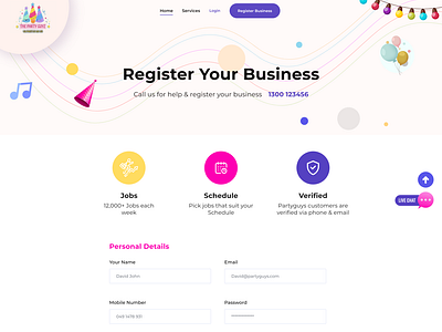 Party Guys Registration Page