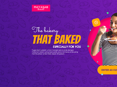 Mamasab Bakery Entering Page 2nd Option bakery branding design entering page illustration intro intro page landing landingpage layout logo mamasab template theme ui uiux web design
