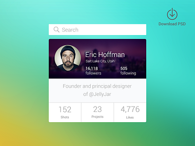 Profile download freebie profile psd template ui kit uiux widget