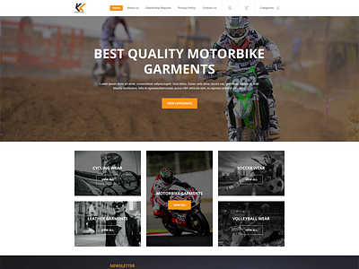 KK International layout logo motorbike garments theme uiux web design