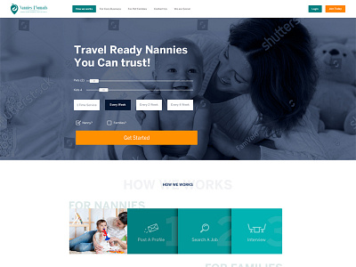 Nanni For Nomads design landing page layout maids nannies template theme uiux