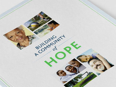 Builders of Hope brand charity community folder home house non profit people pocket