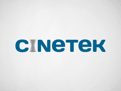 Cinetek logo blue case cinema logo lowercase mixed repair speakers theater