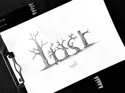 LOST 3d illustration sketch typography