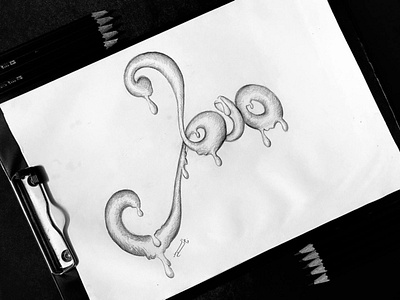 Rain 3d illustration sketch typography