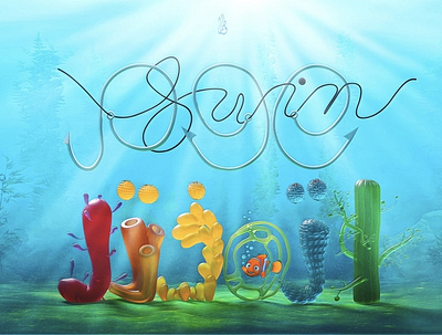 Swim 3d design illustration sketch typography