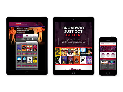 Audience Rewards Website & Digital Marketing Materials broadway ui ux web design