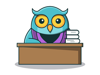 Owl the Teacher bird cartoon cute design education illustration owl school teacher vector