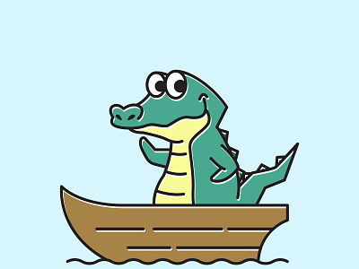 Crocodile Alligator Boat Ship funny