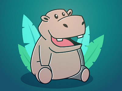 Cute Happy Big Hippo Hippopotamus