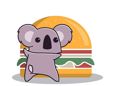 Adorable Koala Eating Food burger