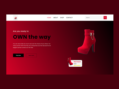 Shoe landing page design graphic design illustration typography ui ux