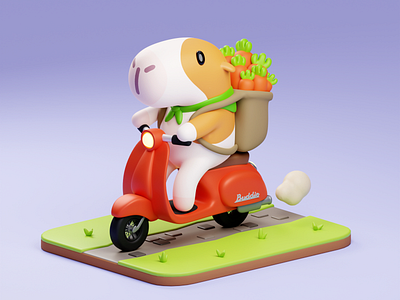 Buddie 3d art b3d blender character cute cycles design guinea pig illustration render scooter