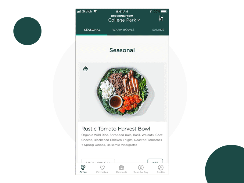 Sweetgreen Redesign animation design food mobile design mobile ui principle sweetgreen ui