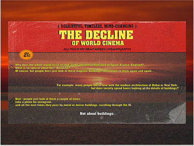 the decline of world cinema article blender cinema clo3d deisgn design figma id illustrator interstate60 movies photoshop pictures pulpfiction ui ux xd