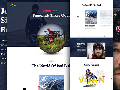 Wiings Pt2 action sports athlete clean design energy drink grid modern red bull sports steeze web design website