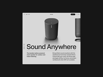Sonos → Move c4d clean design ecommerce graphic design grid hero hero image layout minimal render sonos speaker typography ui web design