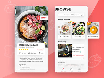 Robot's recipes android app cooking design food iphone mobile repices robot ui ux