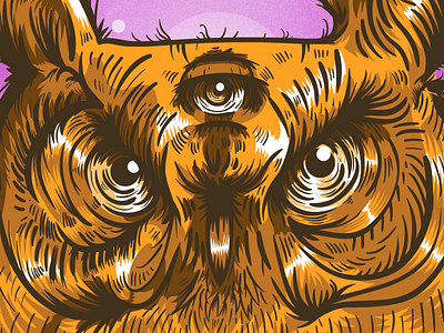 Three Eyed Owl [FACE] bird coruja eyes fly illustration j.tito gouveia orange owl purple space