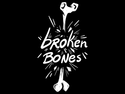 Broken Bones 2 black bones broken bones caligraphy human illustration j.tito gouveia skeleton typography white