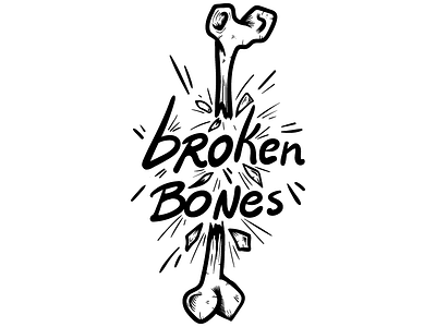 Broken Bones Positive black bones broken bones caligraphy human illustration j.tito gouveia skeleton typography white