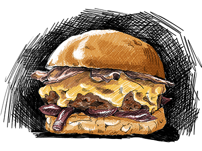 A-100 Burger Delivery Sketch a 100 a100 acém burger fast food food hamburger illustration j.tito gouveia sketch
