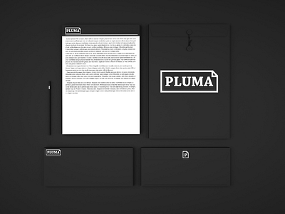 Pluma Stationery branding design graphic design j.tito gouveia jtitogouveia logo mockup stationery design stationery mockup typography vector