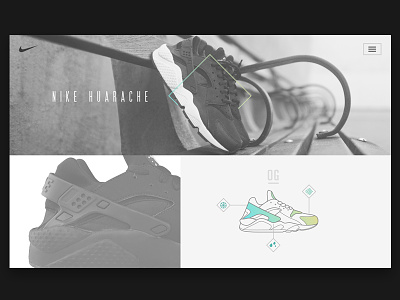 Nike Huarache design illustration interface nike sneakers ui web