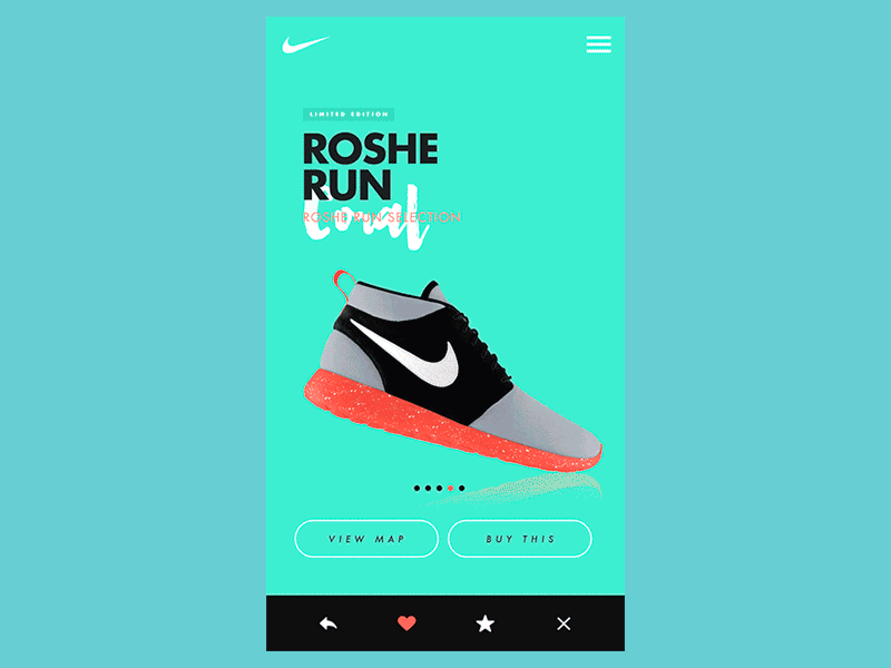 Nike Roshe Run animation app color design gif nike ui ux