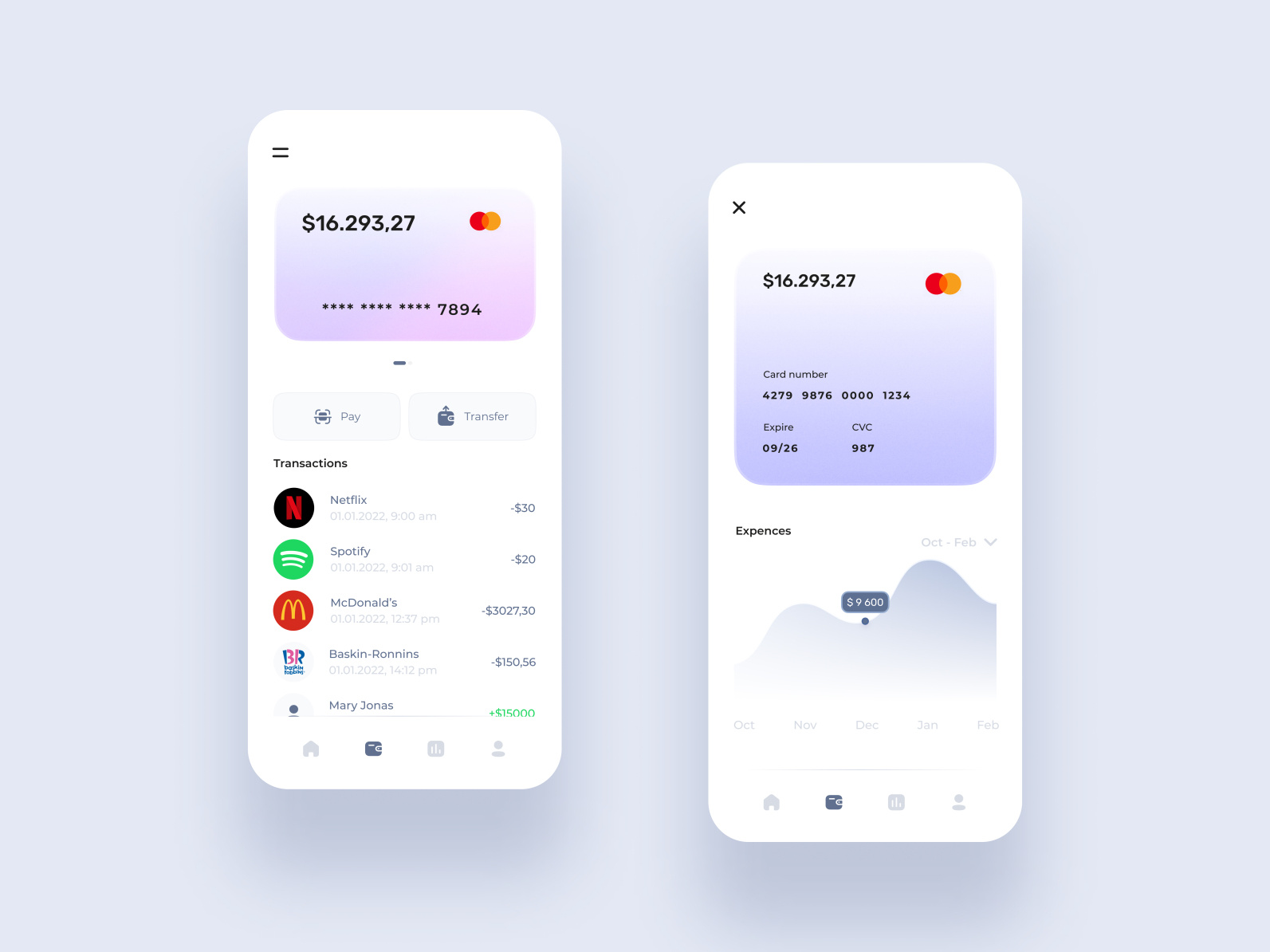 Banking app UI by Christina on Dribbble