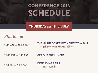 Example Room Schedule conference lonestarruby schedule
