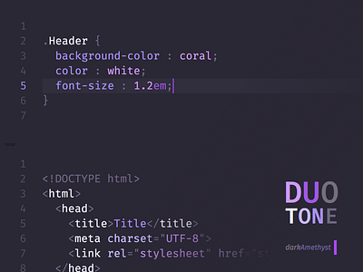 DuoTone Dark Amethyst atom duotone editor heykidimacomputer purple syntax theme