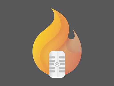 Fireside branding fire flame marque microphone podcasting