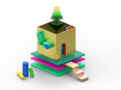 Onirico Set Design Vol.2 3d colors cube gold modeling tecnichal