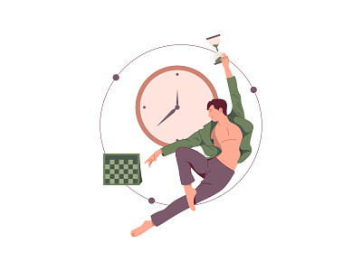 Flexible Schedule artwork calendar character character design dancing design drawing flat glass hour illustration schedule time vector