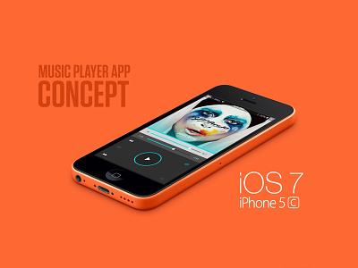 iPhone5C - Music Player App app apple graphicdesign ios7 iphone iphone5c mobileui mockup music player webdesign