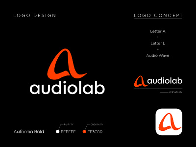 Logo for AudioLab a logo app app icon branding creative logo design graphic design icon identity l logo logo logo design modern logo music pictorial sound logo typography vector wave logo