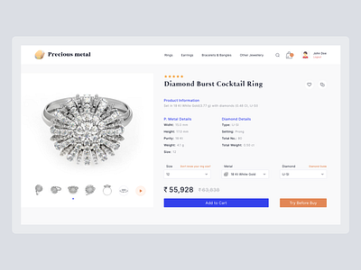 Product Page diamond eccomerce jewelry online shop precious metal product page ring webdesign