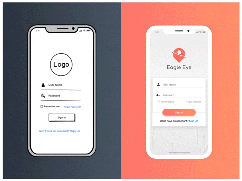 Eagle Eye app balsamiq gif iphone x tracking app ui ux