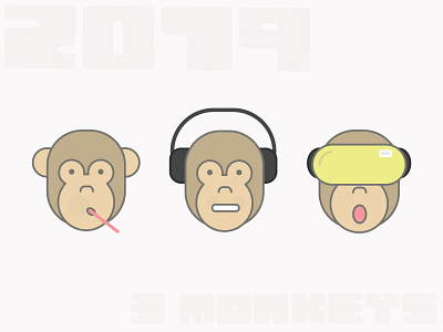 2019s 3 Monkeys 2019 2019smonkeys 3monkeys headphone illustration lollipop monkeys virtualreality vr